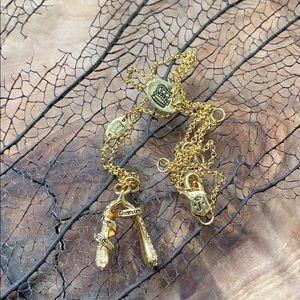 Juicy Couture Gold Rhinestones Wishbone Necklace